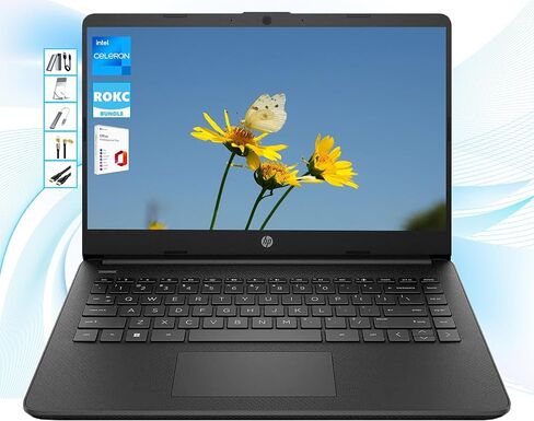 HP Windows 11 Laptop 14 inch HD Screen with Microsoft Office and 1TB Cloud Storage (1-Year)| 16GB RAM|64GB eMMC & 64GB Card & 128GB Portable SSD| Intel 4-Core CPU| Wi-Fi| Ultra Light| White| RK Bundle in Kuwait