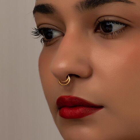 ZMANYIJEW 316L Surgical Steel 16G Minimalist Lines Septum Nose Rings Silver Gold Septum Ring Septum Clicker Nose Ring Hoop Piercing for Women Men in Saudi Arabia