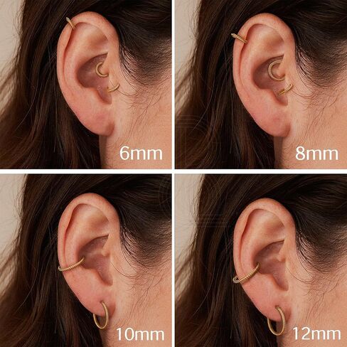 BodyBonita Hinged Nose Rings Hoops - 316L Surgical Steel Twisted Seamless Clicker Cartilage Earrings Septum Rings Jewelry Conch Piercing Tragus Rook Daith Helix for Women Gold/Black/Silver 16G/18G in Saudi Arabia