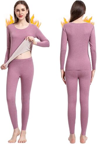 Long Johns Thermal Underwear for Women Fleece Lined Base Layer Pajama Set Cold Weather in Saudi Arabia