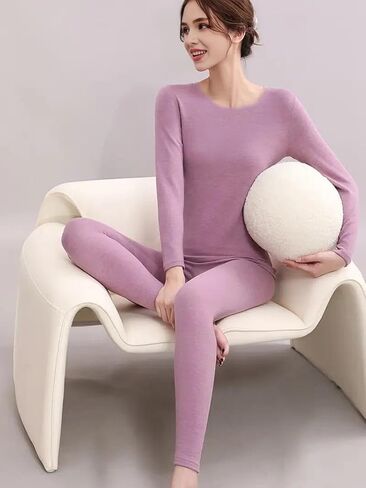 Long Johns Thermal Underwear for Women Fleece Lined Base Layer Pajama Set Cold Weather in Saudi Arabia