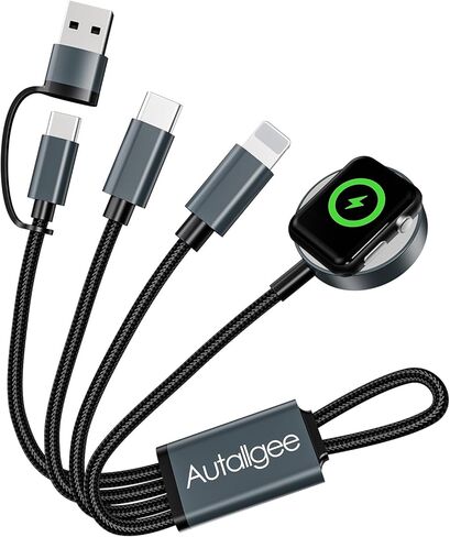 كابل شحن متعدد 3 في 2 مطور لشاحن iWatch وشاحن iPhone وكابل شاحن USB C متعدد الشحن السريع متوافق مع iWatch Ultra/SE/10/9/8/7/6/5/4/3/2/1,16/15 /14/13/جالاكسي S23-4FT in Kuwait