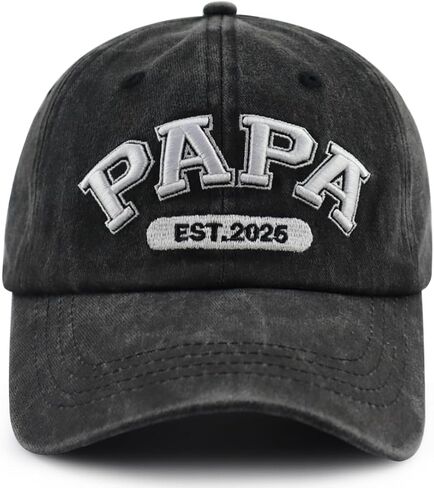 Papa Est 2025 Hat for Men, Funny Adjustable Cotton 3D Embroidered Best Dad Baseball Cap in Saudi Arabia