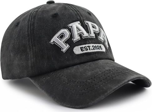 Papa Est 2025 Hat for Men, Funny Adjustable Cotton 3D Embroidered Best Dad Baseball Cap in Saudi Arabia