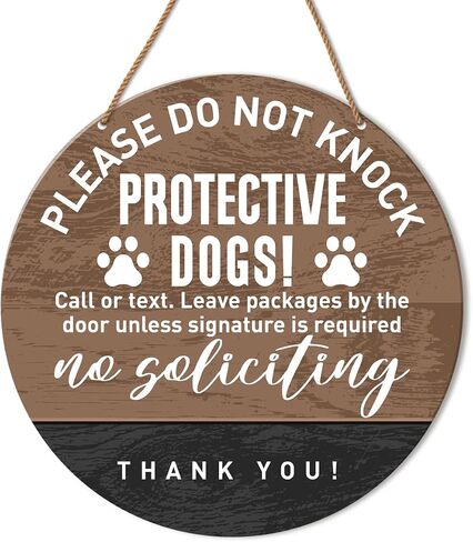 Please Do Not Knock or Ring Doorbell Sign, Do Not Disturb No Soliciting Sign for Gate Fence Yard Dog Barking Door Sign, Beware of Dog Sign for Home Front Door, Gift for Dog Owner Dad Mom in Saudi Arabia