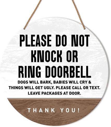 Please Do Not Knock or Ring Doorbell Sign, Do Not Disturb No Soliciting Sign for Gate Fence Yard Dog Barking Door Sign, Beware of Dog Sign for Home Front Door, Gift for Dog Owner Dad Mom in Saudi Arabia