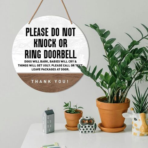 Please Do Not Knock or Ring Doorbell Sign, Do Not Disturb No Soliciting Sign for Gate Fence Yard Dog Barking Door Sign, Beware of Dog Sign for Home Front Door, Gift for Dog Owner Dad Mom in Saudi Arabia