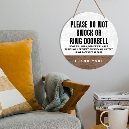 Please Do Not Knock or Ring Doorbell Sign, Do Not Disturb No Soliciting Sign for Gate Fence Yard Dog Barking Door Sign, Beware of Dog Sign for Home Front Door, Gift for Dog Owner Dad Mom in Saudi Arabia
