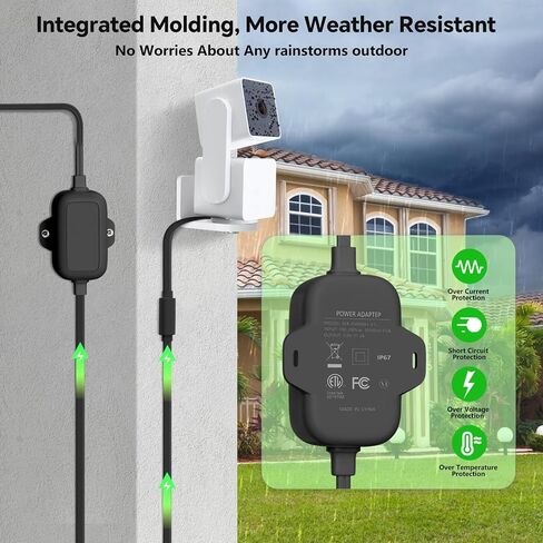 30FT Outdoor Power Adapter for WYZE Cam V4, WYZE Cam OG/V3/V3 Pro, L-Shape Micro USB Extension Cable for WYZE Cam Pan V3, Replace for WYZE Plug, IP67 Waterproof Flat Cable Charge Your WYZE Camera in Kuwait