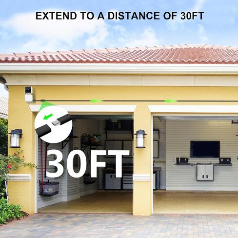 30FT Outdoor Power Adapter for WYZE Cam V4, WYZE Cam OG/V3/V3 Pro, L-Shape Micro USB Extension Cable for WYZE Cam Pan V3, Replace for WYZE Plug, IP67 Waterproof Flat Cable Charge Your WYZE Camera in Kuwait