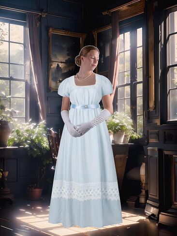 Regency Dresses for Women Regency Era Dress for Women Victorian Empire Waist Tea Party Ball Gown in Saudi Arabia