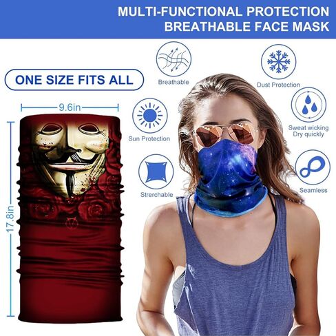 6 Pack Neck Gaiter Face Mask Bandana Scarf Balaclava for men women in Saudi Arabia