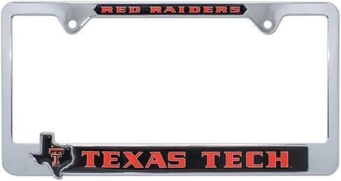 Officially Licensed Premium Shiny Chrome Metal License Plate Frame with Texas Shaped Insert - Second Generation - Mascot Version (TCU) in Saudi Arabia