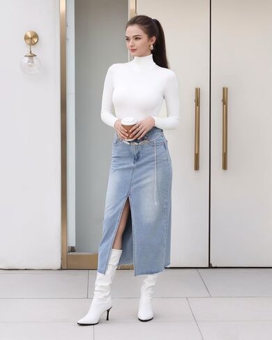 HERLOLLYCHIPS Long Sleeve Shirts for Women Mock Turtle Neck Tops Sexy Casual Fitted Tee T-Shirts Tshirt in Saudi Arabia