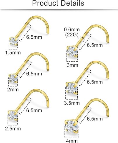Cisyozi 22G 20G 18G المفتاح حلقة الأنف مسمار الجراحية الصلب الأنف ترصيع الأنف هيبوالرجينيك حلقة مسمار ثقب المجوهرات للنساء الرجال in Kuwait