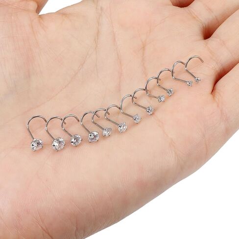 Cisyozi 22G 20G 18G المفتاح حلقة الأنف مسمار الجراحية الصلب الأنف ترصيع الأنف هيبوالرجينيك حلقة مسمار ثقب المجوهرات للنساء الرجال in Kuwait