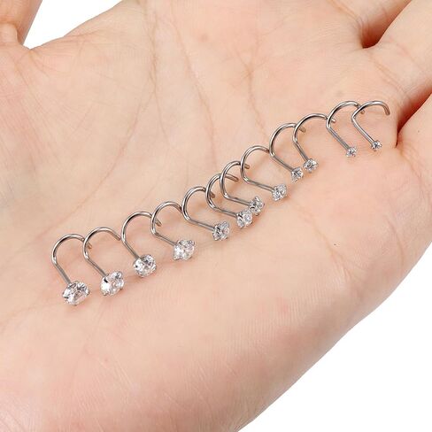 Cisyozi 22G 20G 18G المفتاح حلقة الأنف مسمار الجراحية الصلب الأنف ترصيع الأنف هيبوالرجينيك حلقة مسمار ثقب المجوهرات للنساء الرجال in Kuwait