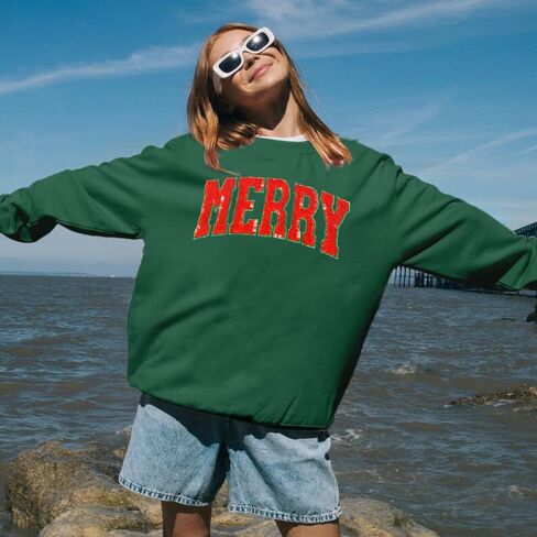 YALUCOR Women Christmas Sweatshirt Snowflake Christmas Pullover Tops Casual Xmas Long Sleeve Tee Sweatshirt in Kuwait