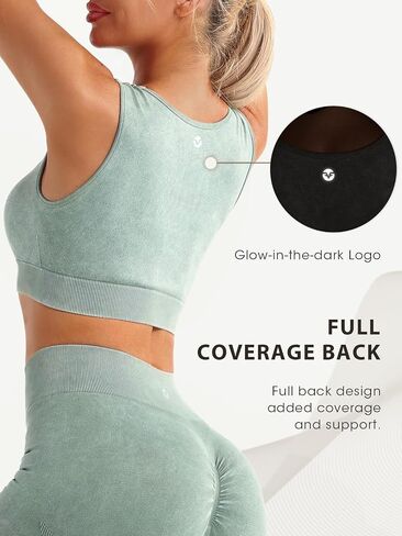 Fisoew Womens Workout Yoga Bras Wirefree Medium Support Padded Gym Running Crop Tank Top in Saudi Arabia