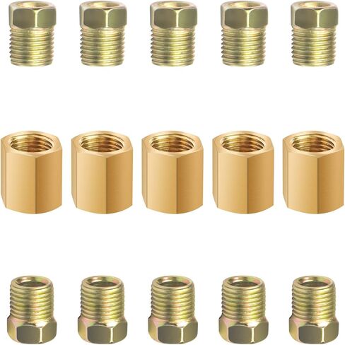 Brake Line Fittings for 1/4 inch Brake Line Tube, 7/16-24 Threads, 15 Pieces (5 Unions, 10 Nuts) in Saudi Arabia