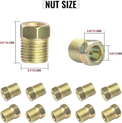 Brake Line Fittings for 1/4 inch Brake Line Tube, 7/16-24 Threads, 15 Pieces (5 Unions, 10 Nuts) in Saudi Arabia