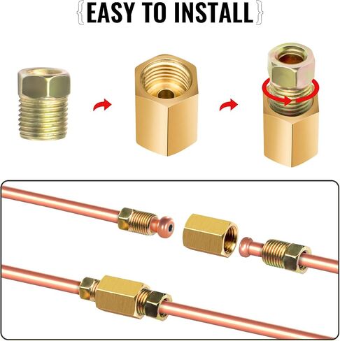 Brake Line Fittings for 1/4 inch Brake Line Tube, 7/16-24 Threads, 15 Pieces (5 Unions, 10 Nuts) in Saudi Arabia