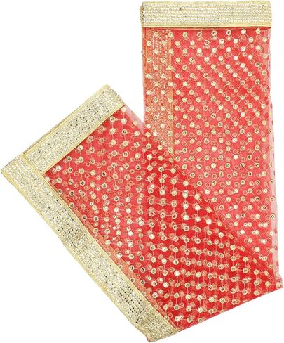Decorative Mat Aasan Chunari Backdrop Artificial Silk Pooja Cloth Chunni Indian Traditional Festival New Year Decoration MATA Ki Chunri for Statue Chowki Aasan Mat(Size:-36 Inche x 36 Inche)(Red) in Kuwait