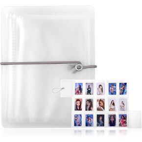 Portable Foldable Mini Photo Album, 2.8 × 3.6 Inches 15 Pockets Small Photo Book for Sports, Business and Trading Cards, Small Travel Photo Album Compatible with Fujifilm Instax Photo and YOTO Cards