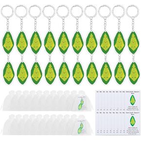 20 Set Positive Bean Pickle Keychain Emotional Support Pickle Gift Employee Appreciation Gift Bulk with Cards Bags