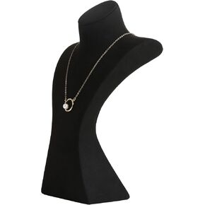 GemeShou Black necklace storage hanger stand jewelry organizer, Velvet jewelry stand necklace holder, jewelry mannequin bust for necklaces, jewelry bust display stands【Black-Medium height 9.25 inch】