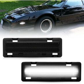Front LED Side Marker Lights for Che-vy Camaro (1982-1992) LT, RS, Sport, Iroc-Z, Z28 Coupe Convertible, Camaro Smoked Lens Side Bumper Marker Lights, Amber LED Turn Signal Lamps, 2 PCS
