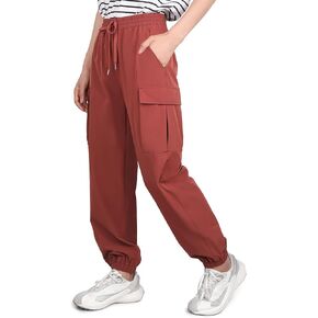 Women Hiking Pants Elastic Waist Quick Dry Cargo Joggers with Multiple Pockets for Lounge, Outdoor, Athletic