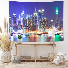 JAWO New York City Tapestry for Bedroom Ceiling, Urban Light Skylin Building Landscap Tapestry Background Photo Studio Living Room College Dorm Apartment Bedroom Aesthetic Wall Decor.