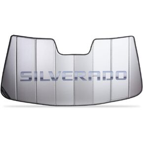 Chevy Silverado Truck Windshield Sunshade - Custom Fit Accordion Style Insulated Silver Foldable Sun Shade for Chevrolet Trucks (2014-2019 with Lane Departure)