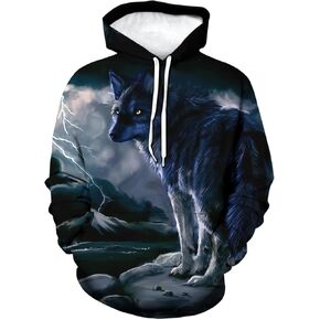 Novelty Wolf Graphic Hoodies Cool hoodies Sweatshirt Pullover