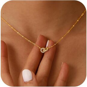 Inlaid Circular Pendant Necklace 925 Sterling Silver 14K Gold-Plated CZ Circular Pendant Necklace Exquisite and Simple Jewelry Gifts for Women Lobster Buckle Anniversary Gift