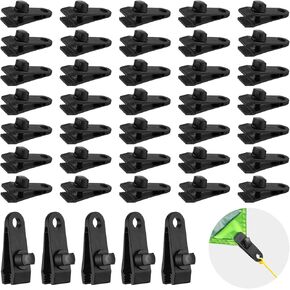 Tarp Clips Heavy Duty Lock Grip, 40 Pack Tarp Clamps Heavy Duty, Shark Tent Fastener Clips Holder, Pool Awning Cover Bungee Cord Clip, Car Cover Clamp