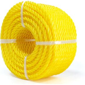 Polypropylene Rope 3/8 inch 100ft, All Purpose Yellow Rope, Floating Line, Camping, Flag Pole, Indoor & Outdoor, High Visibility, Lightweight