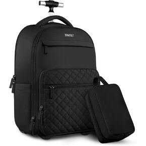 ZOMFELT Rolling Backpack for Women, Backpack with Wheels Carry on Luggage, 17 Inch Rolling Laptop Backpack with Toiletry Bag, Wheeled Backpack for Travel Trip Business