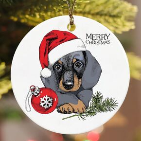 RYYCDOI Dog Christmas Ornaments, Dog Ornaments for Christmas Tree, Dog Christmas Tree Ornaments, Dog Christmas Decorations, Dog Lovers Gifts, Dog Mom Gifts, Ceramic Ornament Keepsake Sign