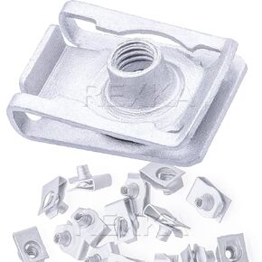 Rexka 30pcs M6-1.0 Metric Extruded U-Type Nuts Chrysler 6105242AA for Dodge Jeep Ram - Fender Liner U Nut Radiator Support Splash Shield U Nut Battery Tray Nut