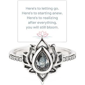 Fck It And Begin Again Lotus Ring, S925 Silver Lotus Fck It Ring High Polish Tarnish Resistant Zircon Inlaid Inspirational Ring No Mud No Lotus Ring Friendship Jewelry for Women