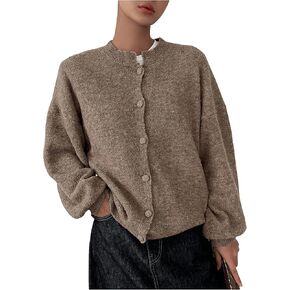 MakeMeChic Women's Cardigan Sweater Button Down Shirt Fall Knit Top Outerwear