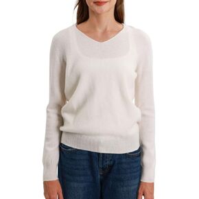 Amazhiyu Womens 100% Wool Pullover Sweaters Knit V Neck Long Sleeve Casual Tops
