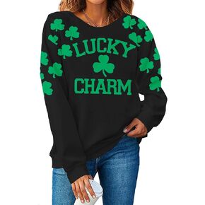MNLYBABY St Patrick’s Day Sweatshirt Women Shamrock Lucky Shirt Lucky Charm Irish Festival Long Sleeve Pullover