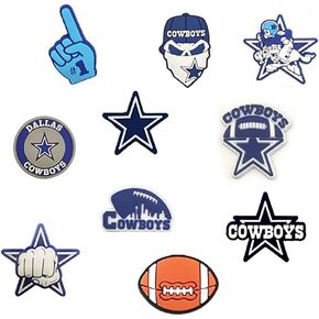 10PC Shoe Charms for crocs clogs Decoration, Team Charms for Cowboys sports fans