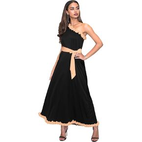 KOH KOH Womens Long One Shoulder Sleeveless Spring Summer Two Tone Maxi Dress