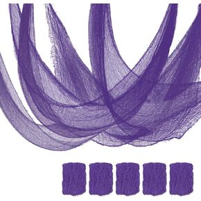 Set of 5 Halloween Creepy Cloth Decoration, Purple Halloween Gauze Cloth Decor (72 x 30 in), Indoor Outdoor Spooky Halloween Decoration for Home Wall Yard Party Supplies(Purple)