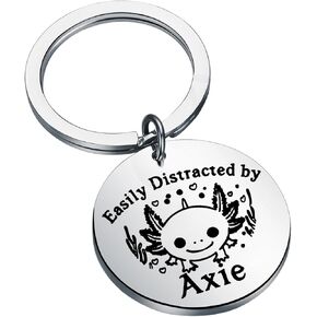 MAOFAED Axolotl Gift Easily Distracted By Axie Keychain For Axolotl Lover Animal Lover Gift Acolotl Jewelry