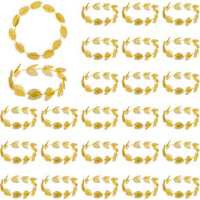 24Pcs Roman Laurel Toga Head Wreath Goddess Headpiece Circlet 7.3 Inches in Diameter Gold Leaf Crown Golden Greek Emperor Crown Toga Headwear